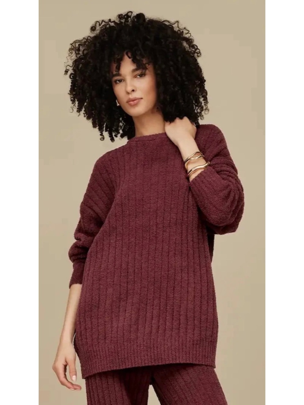 UGG Women's Riz Ribbed Oversized Crewneck Sweater Size Large Wild Grape